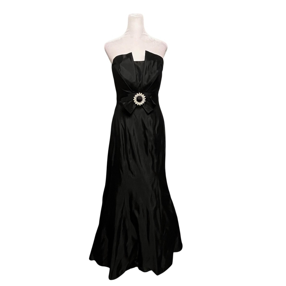 Jovani Black Taffetta Structured Strapless Gown Dress Size 8